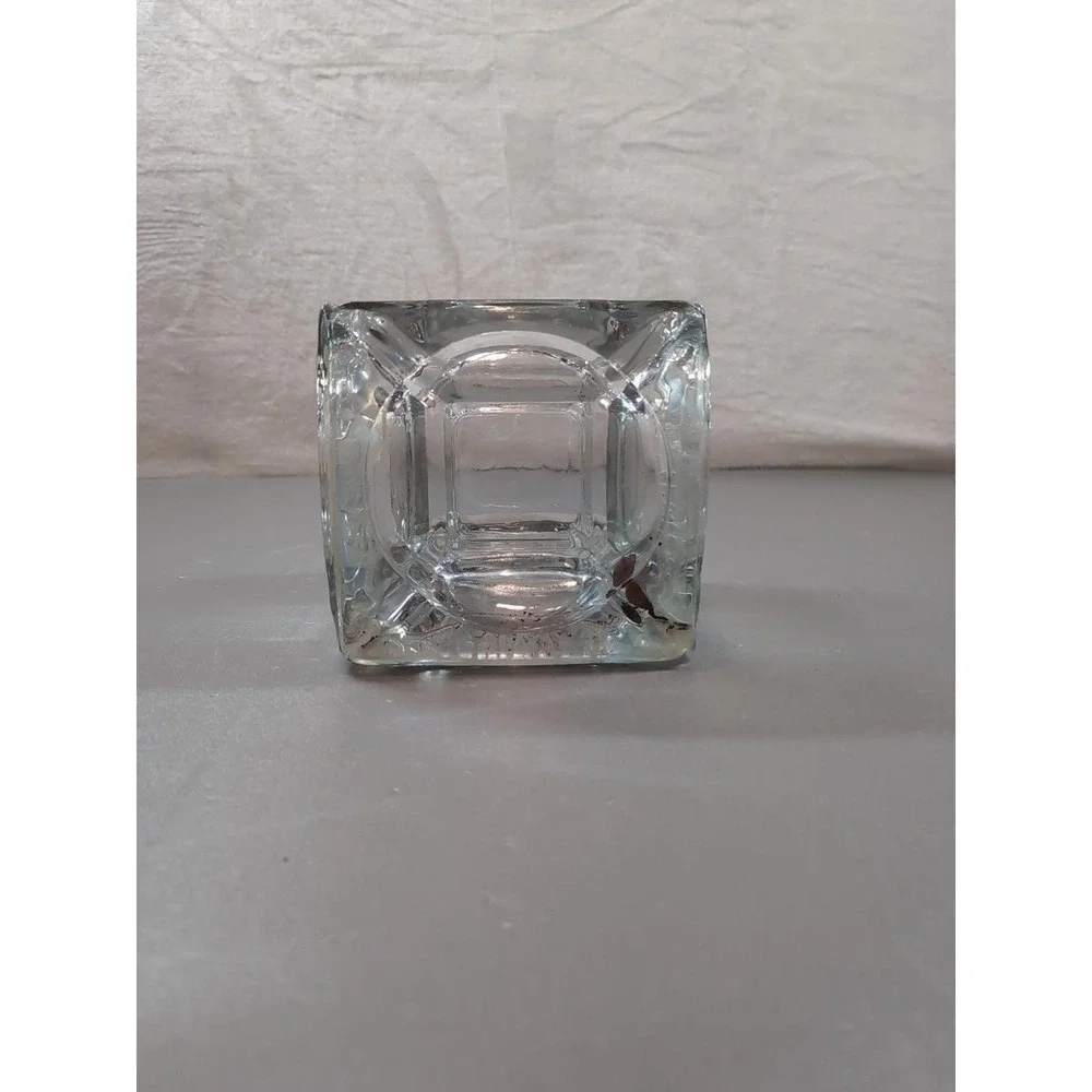 Handmade Glass Ashtray Cube Heavy Clear Glass Square Decorative Vessel 4x4x4